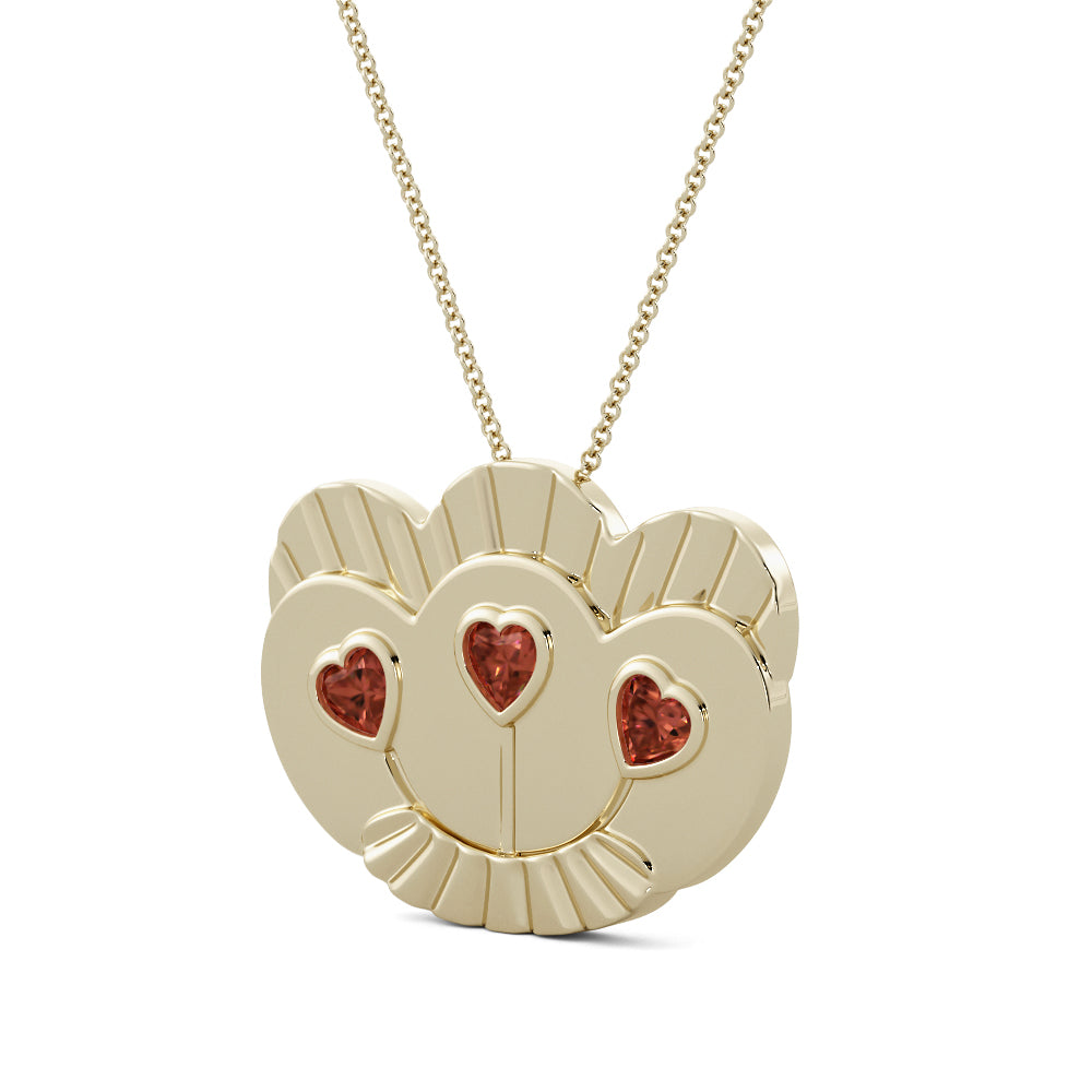 Mother's Treasure pendant with heart shaped garnets in extra luxe 24k vermeil