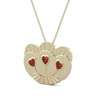 Mother's Treasure pendant with heart shaped garnets in extra luxe 24k vermeil