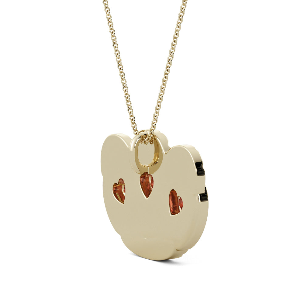 Mother's Treasure pendant with heart shaped garnets in solid 18k or vermeil