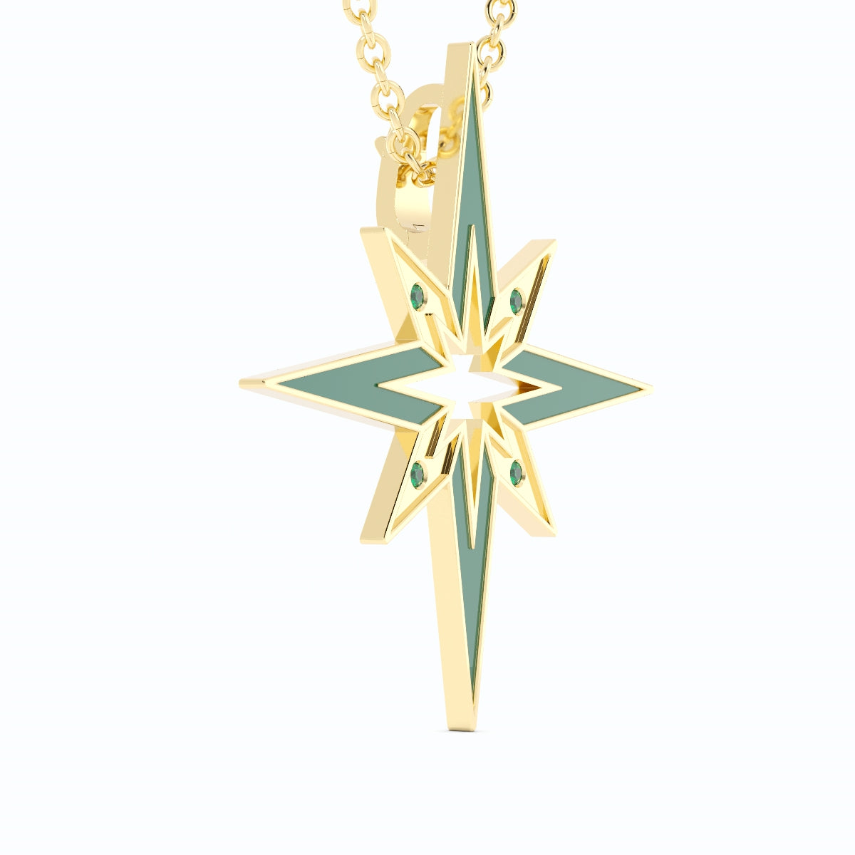 Spark custom enamel and gemstone pendant in solid 18k