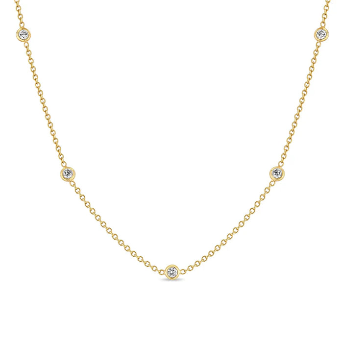 Adjustable 14k diamond station necklace