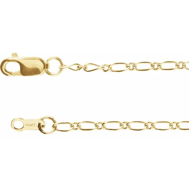 14K Yellow Gold-Filled 1.5 mm Adjustable Figaro 16-18" Chain