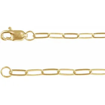 1.7mm solid 18k gold paperclip chain