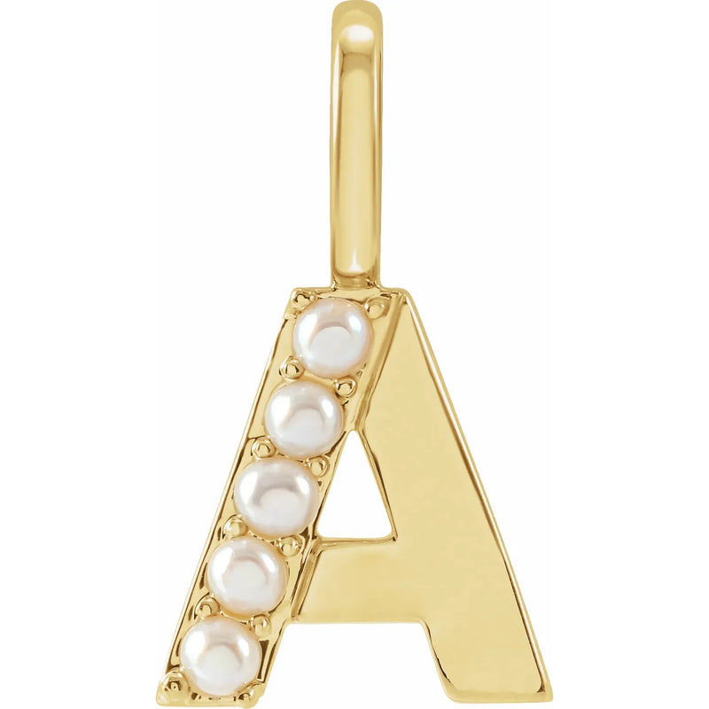 14k pearl initial charms