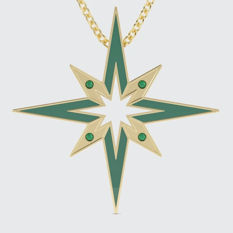 Spark custom enamel and gemstone pendant in solid 18k