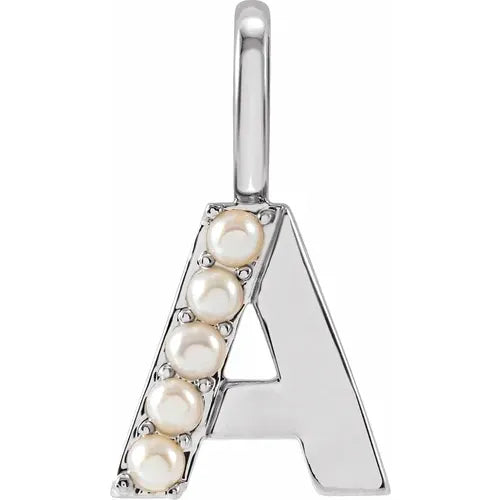 14k pearl initial charms