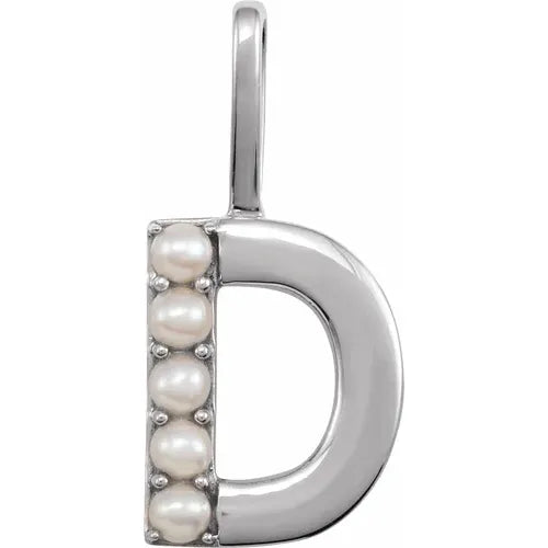 14k pearl initial charms