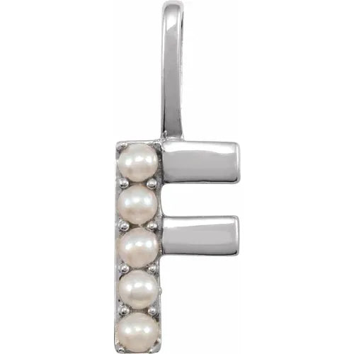 14k pearl initial charms