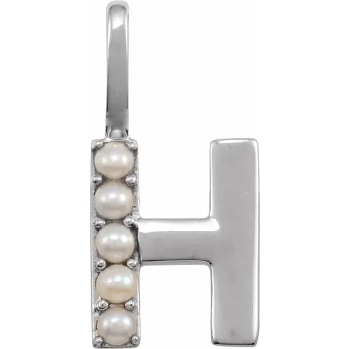 14k pearl initial charms