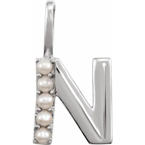 14k pearl initial charms