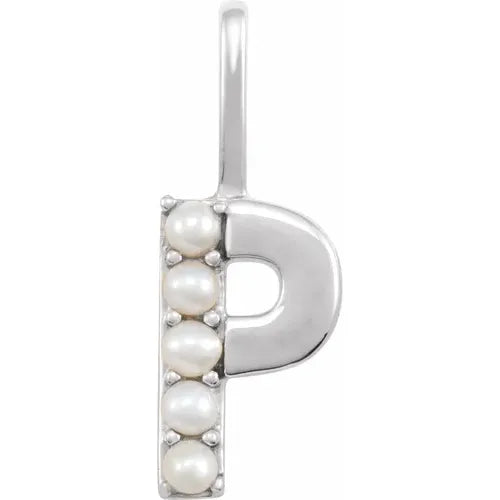 14k pearl initial charms