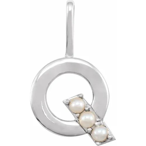 14k pearl initial charms