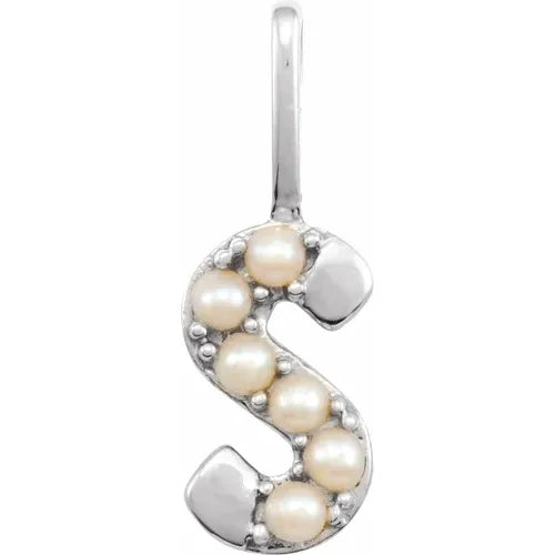 14k pearl initial charms