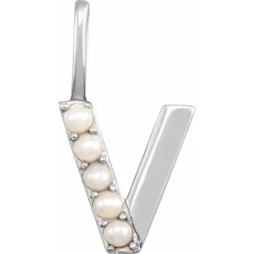 14k pearl initial charms