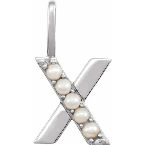 14k pearl initial charms