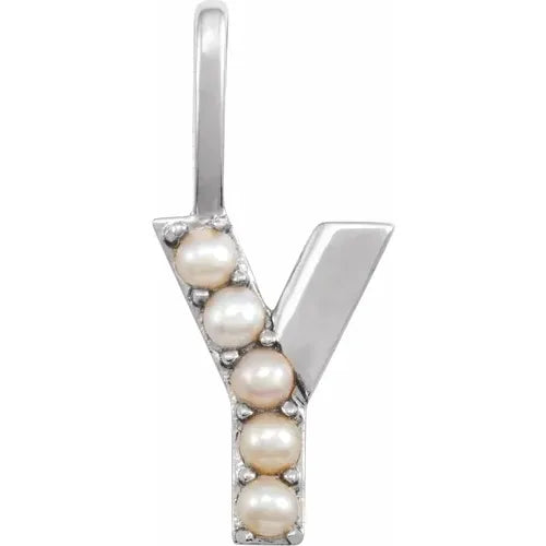 14k pearl initial charms