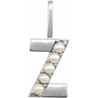 14k pearl initial charms