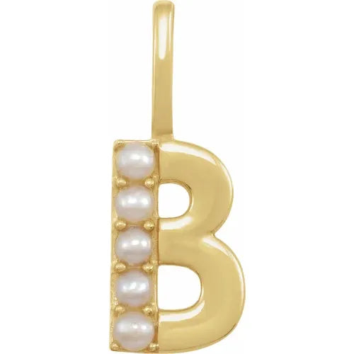 14k pearl initial charms