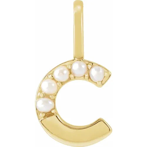 14k pearl initial charms