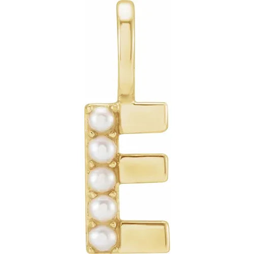 14k pearl initial charms