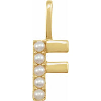 14k pearl initial charms