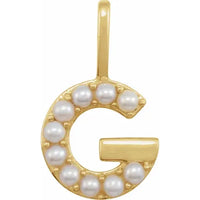 14k pearl initial charms