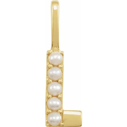 14k pearl initial charms