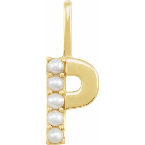 14k pearl initial charms