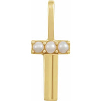 14k pearl initial charms