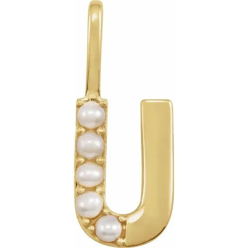 14k pearl initial charms