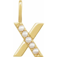 14k pearl initial charms