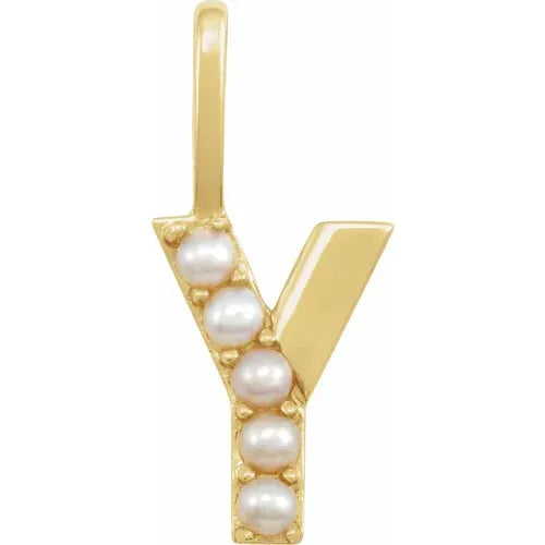 14k pearl initial charms