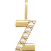 14k pearl initial charms